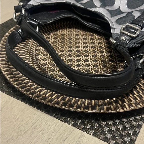 Coach Black Silver and Gray Circle Pattern Shoulder Bag - Picture 6 of 16